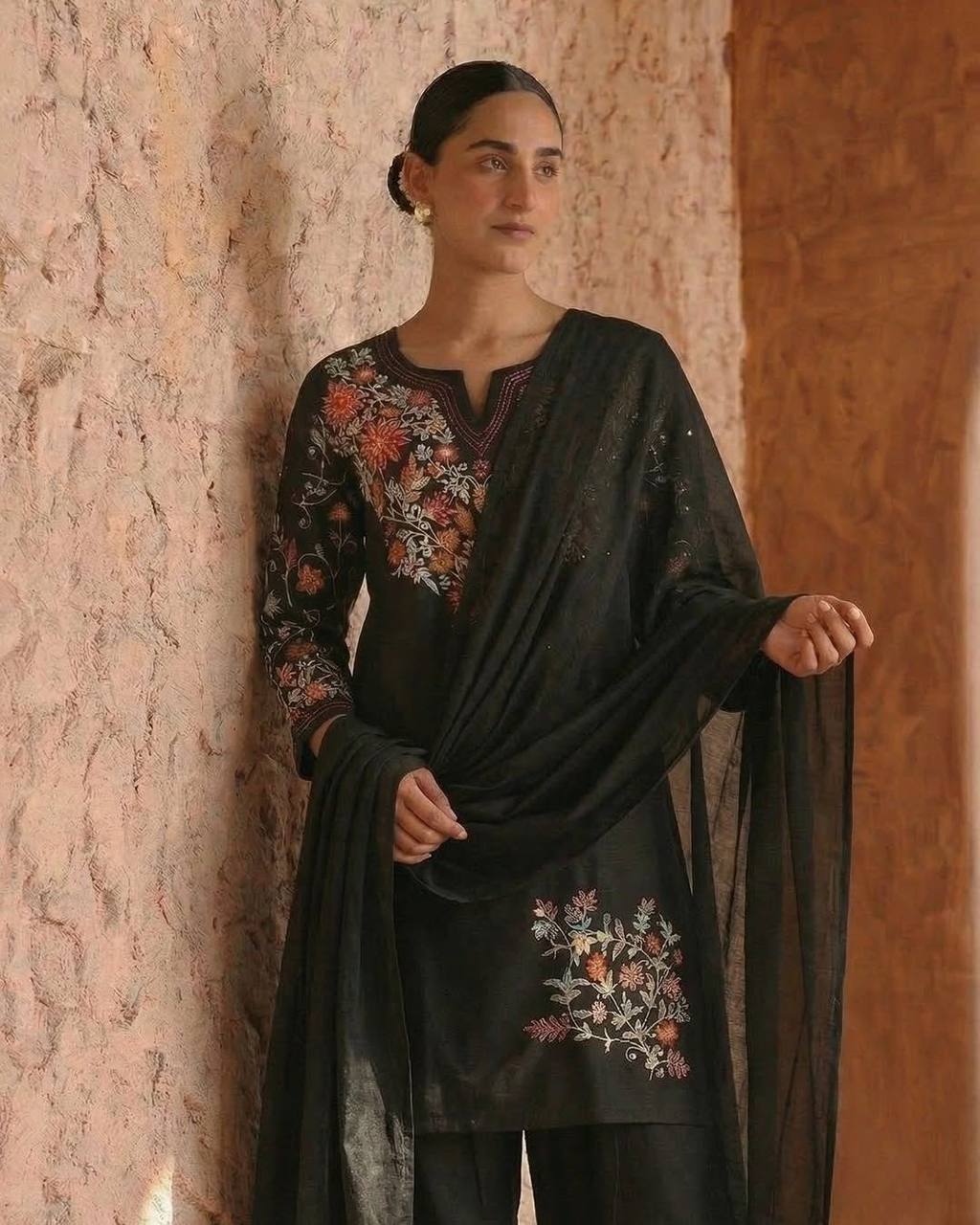 Ethereal Obsidian Floral Heritage Suit